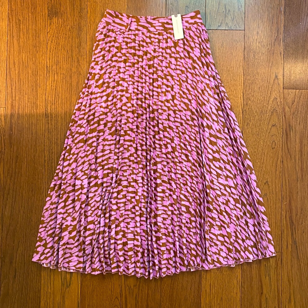 Anthropologie Abstract Pleated Midi Skirt